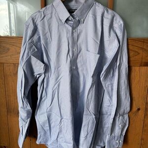 Kirkland Signature Light Blue Micro-Check Button-Down Shirt XL 17-34/35